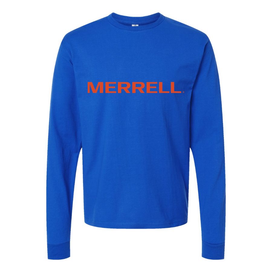 Men's Merrell-Logo-1536x864 Long sleeves Cotton Blend T-Shirt - Blue