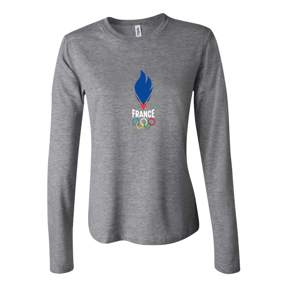 Women's France 2024 white Long Sleeve T-Shirt - Gray