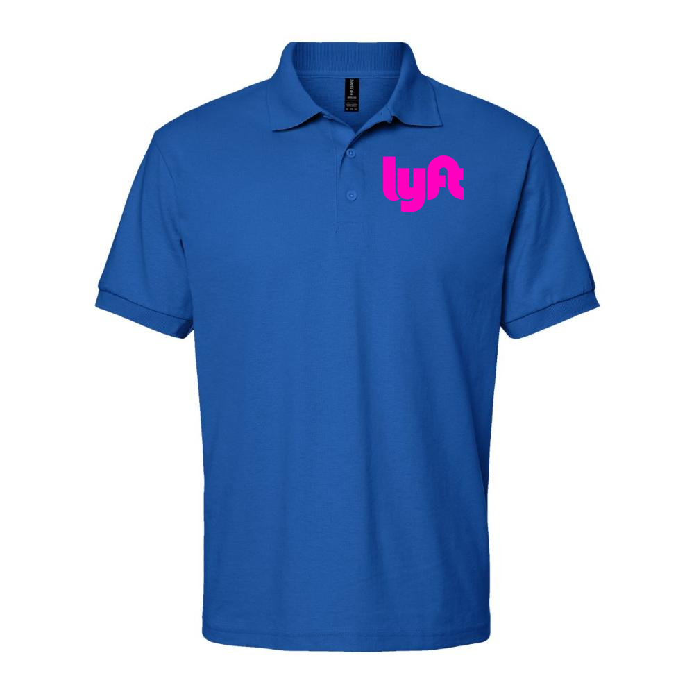 Men's Lyft Pink Logo Dry Blend Polo - Blue