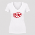 Women's Kit Kat V Neck T-Shirt in white