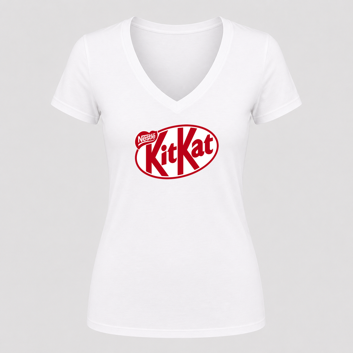 Women's Kit Kat V Neck T-Shirt in white