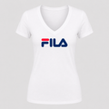 Women's Fila V Neck T-Shirt in white