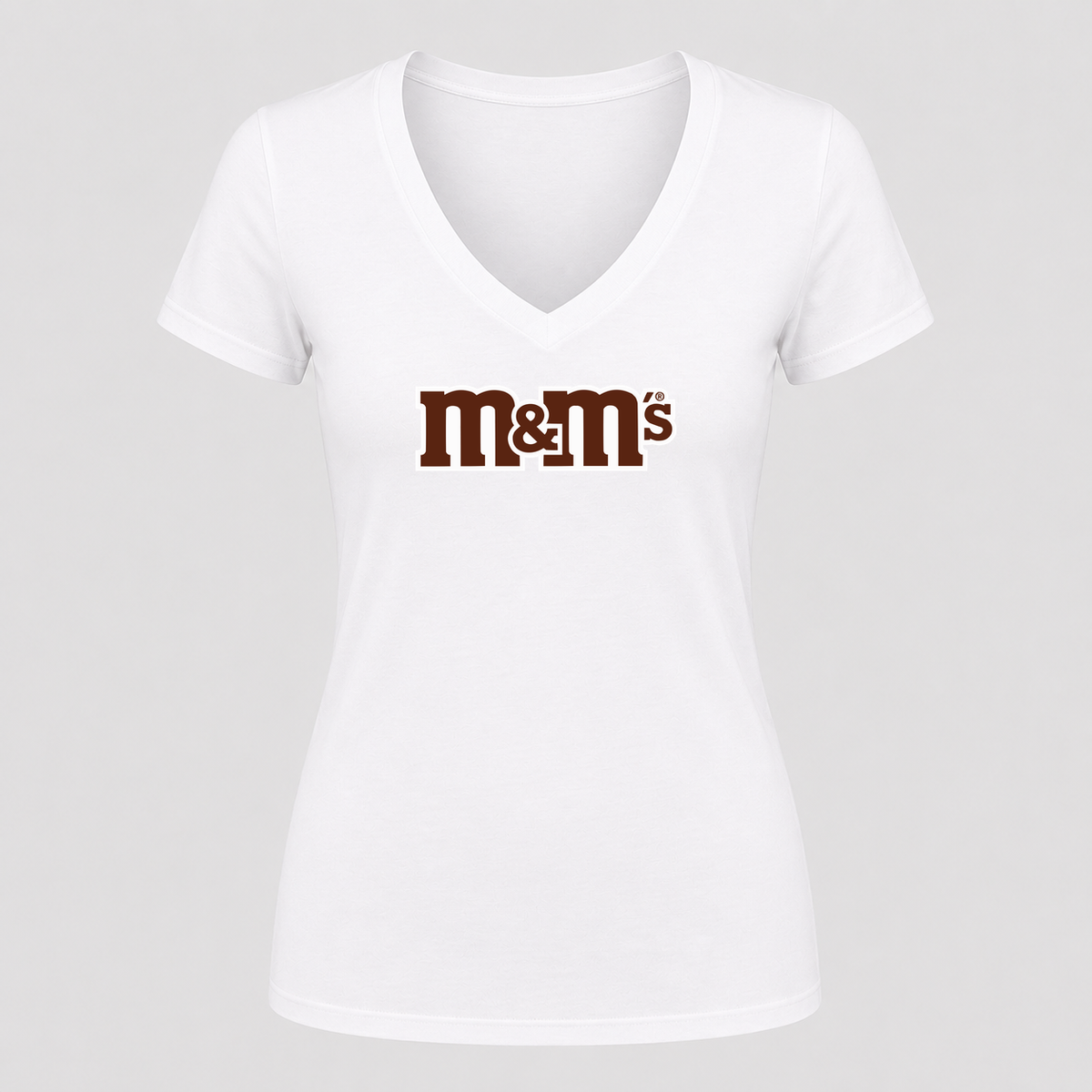 Women's M&M’s V Neck T-Shirt in white