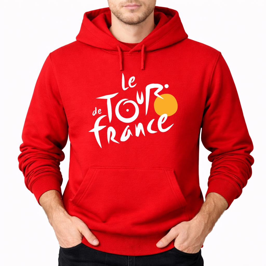 Men's Tour de France White Pullover Hoodie - Red
