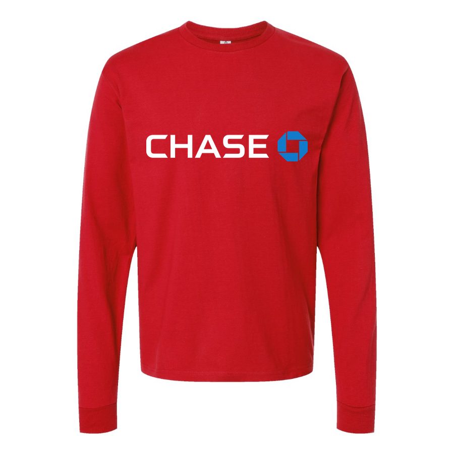 Men's Chase White logo Long sleeves Cotton Blend T-Shirt - Red