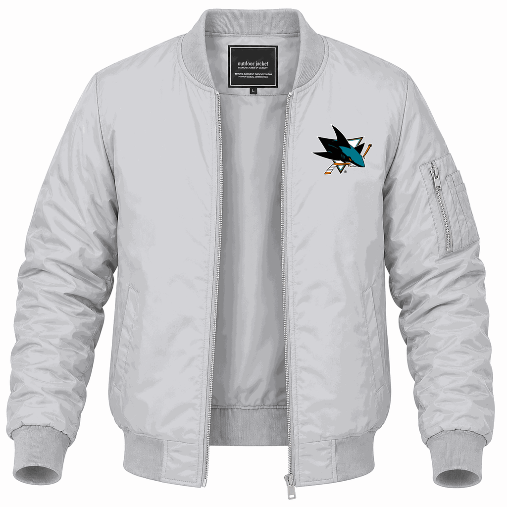Men's San Jose Sharks Lightweight Bomber Jacket - Gray