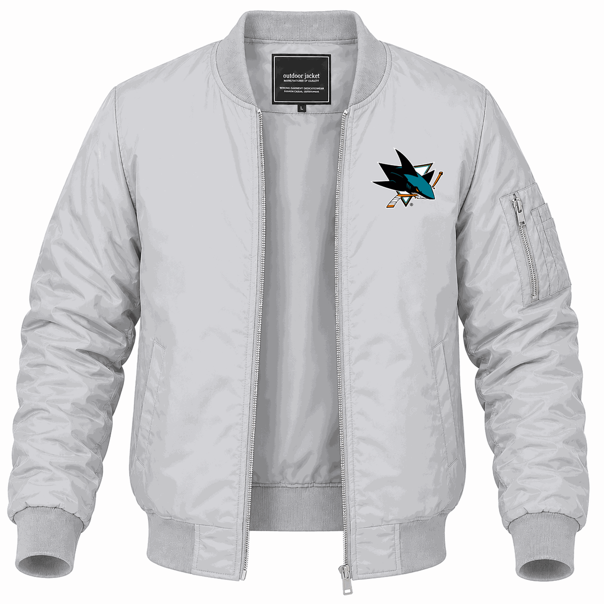 Men's San Jose Sharks Lightweight Bomber Jacket - Gray