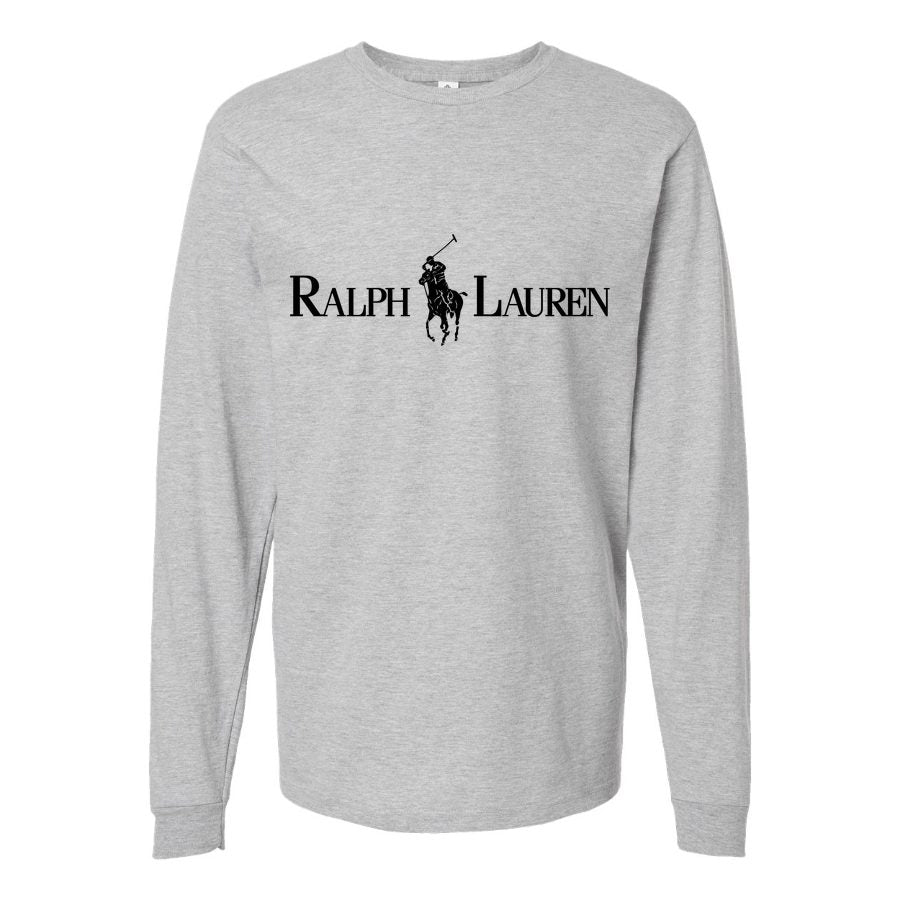 Men's Polo-Ralph-Lauren-Logo Black Long sleeves Cotton Blend T-Shirt - Gray