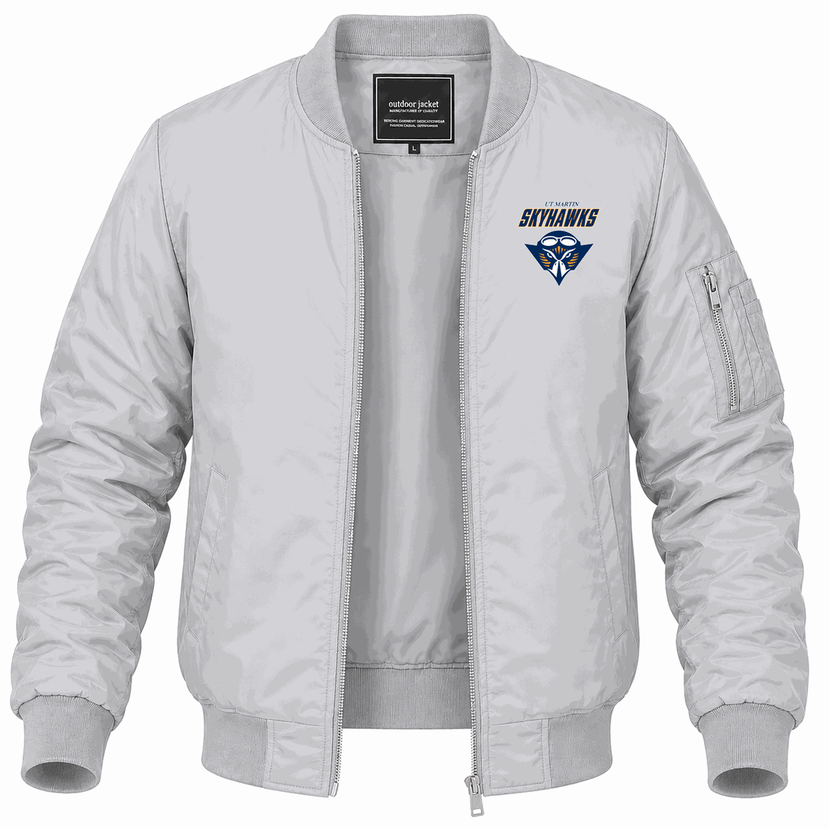 Men's Tennessee Martin Skyhawks Logo2 Lightweight Bomber Jacket - Gray