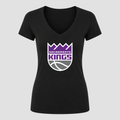 Women's Sacramento Kings V Neck T-Shirt in black