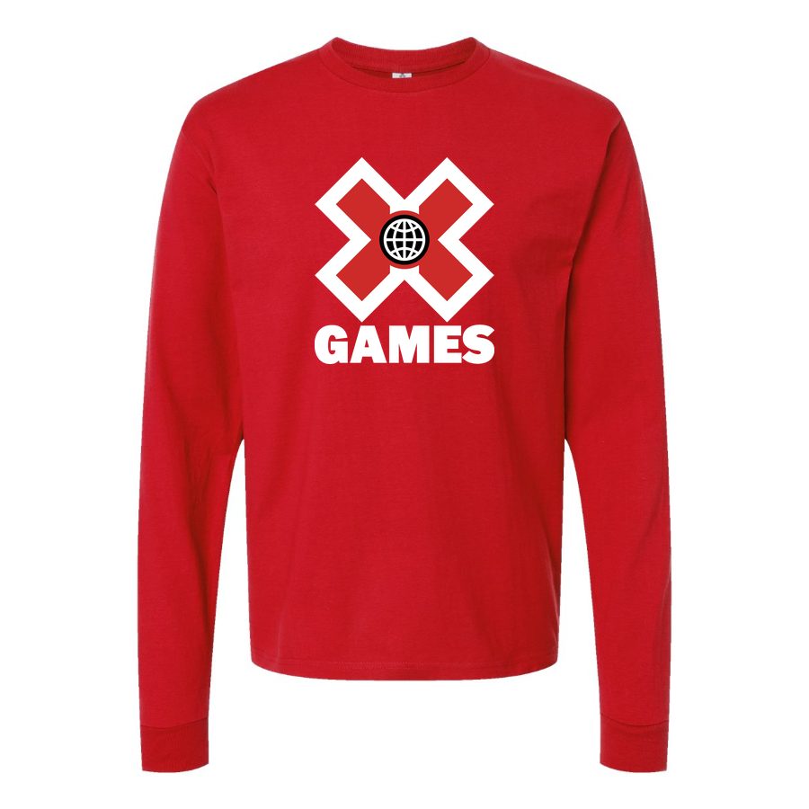 Men's X Games logo.white Long sleeves Cotton Blend T-Shirt - Red