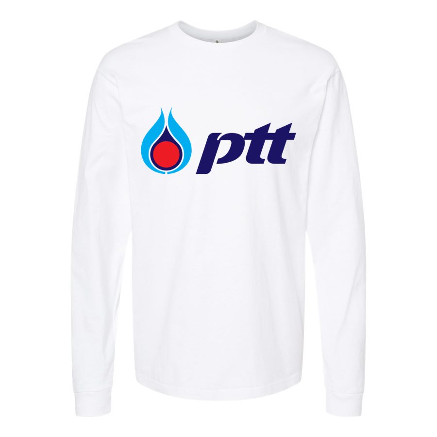 Men's PTT-Logo Long sleeves Cotton Blend T-Shirt - White