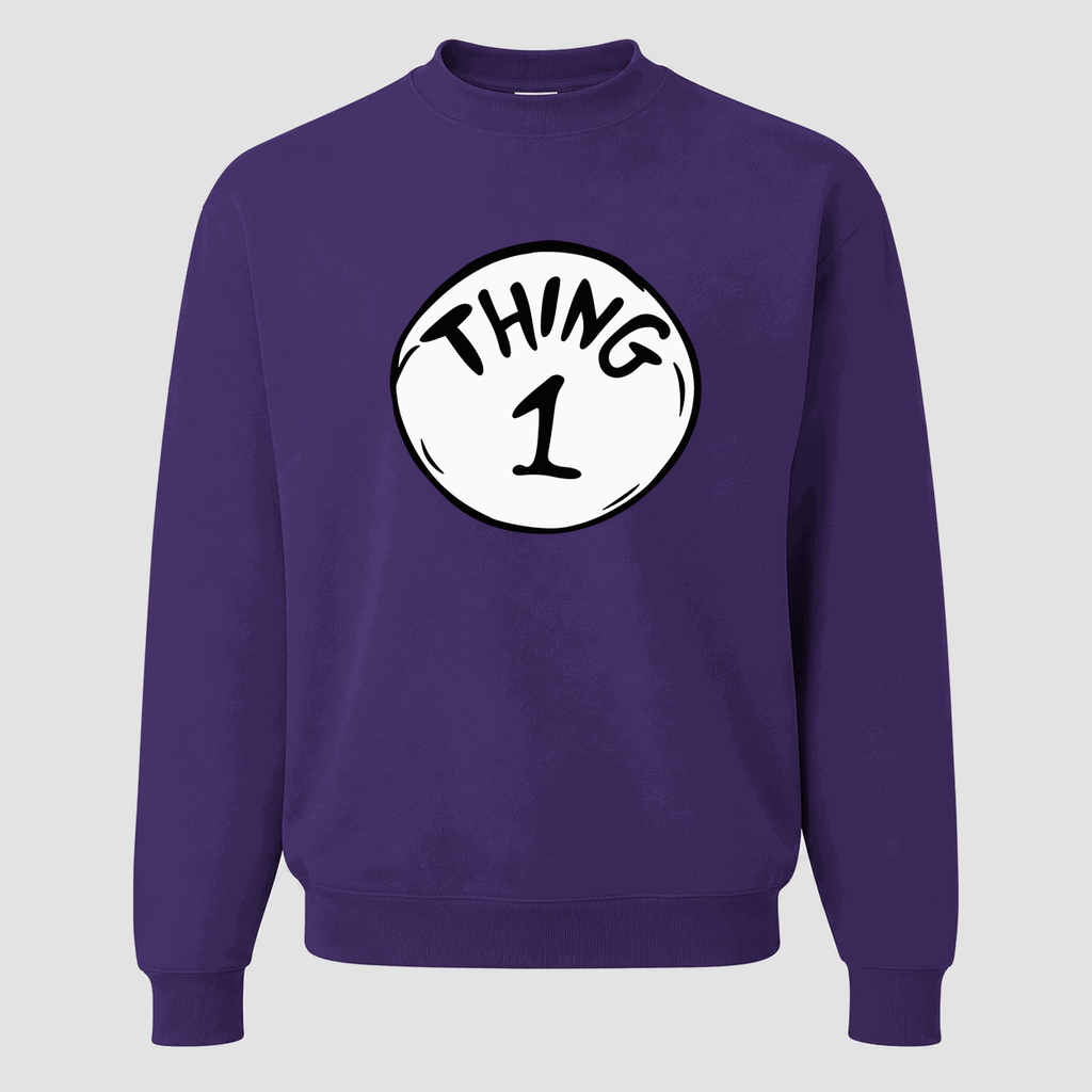 Men's Dr. Seuss Thing 1 Crewneck Sweatshirt - Purple