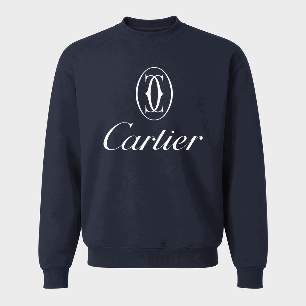 Men's Cartier White Logo Crewneck Sweatshirt - Navy