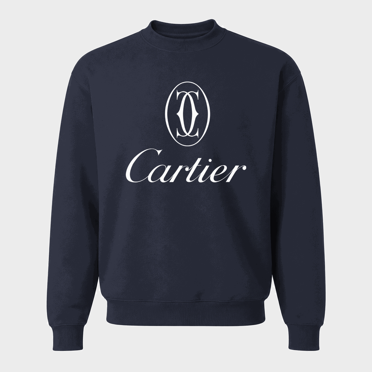 Men's Cartier White Logo Crewneck Sweatshirt - Navy