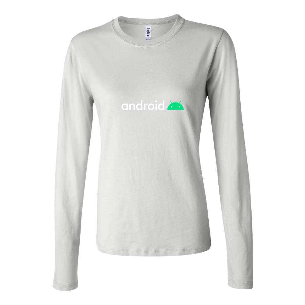 Women's Android Logo White Long Sleeve T-Shirt - White