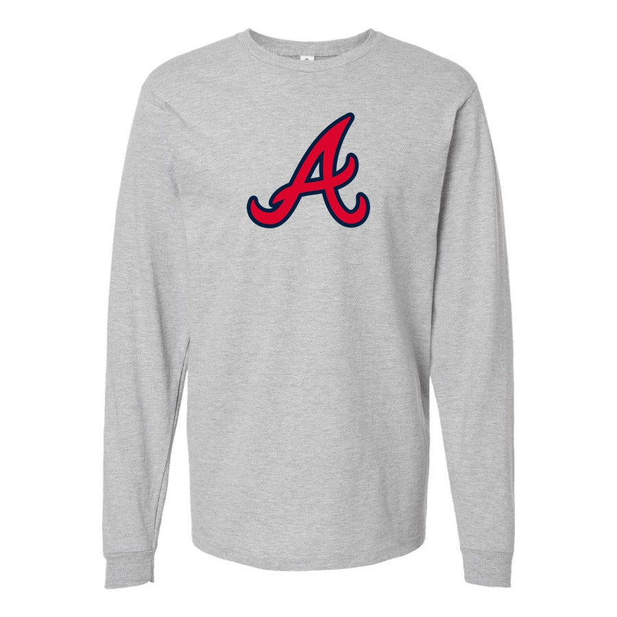 Men's Atlanta Braves Long sleeves Cotton Blend T-Shirt - Gray