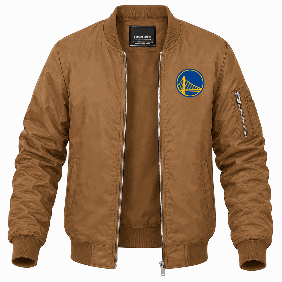 Men's Golden State Warriors Lightweight Bomber Jacket - Brown
