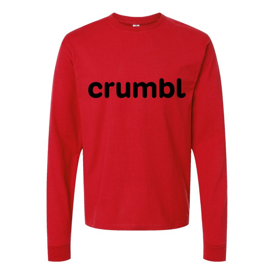 Men's Crumbl-Cookies-Logo-PNG-7 Long sleeves Cotton Blend T-Shirt - Red