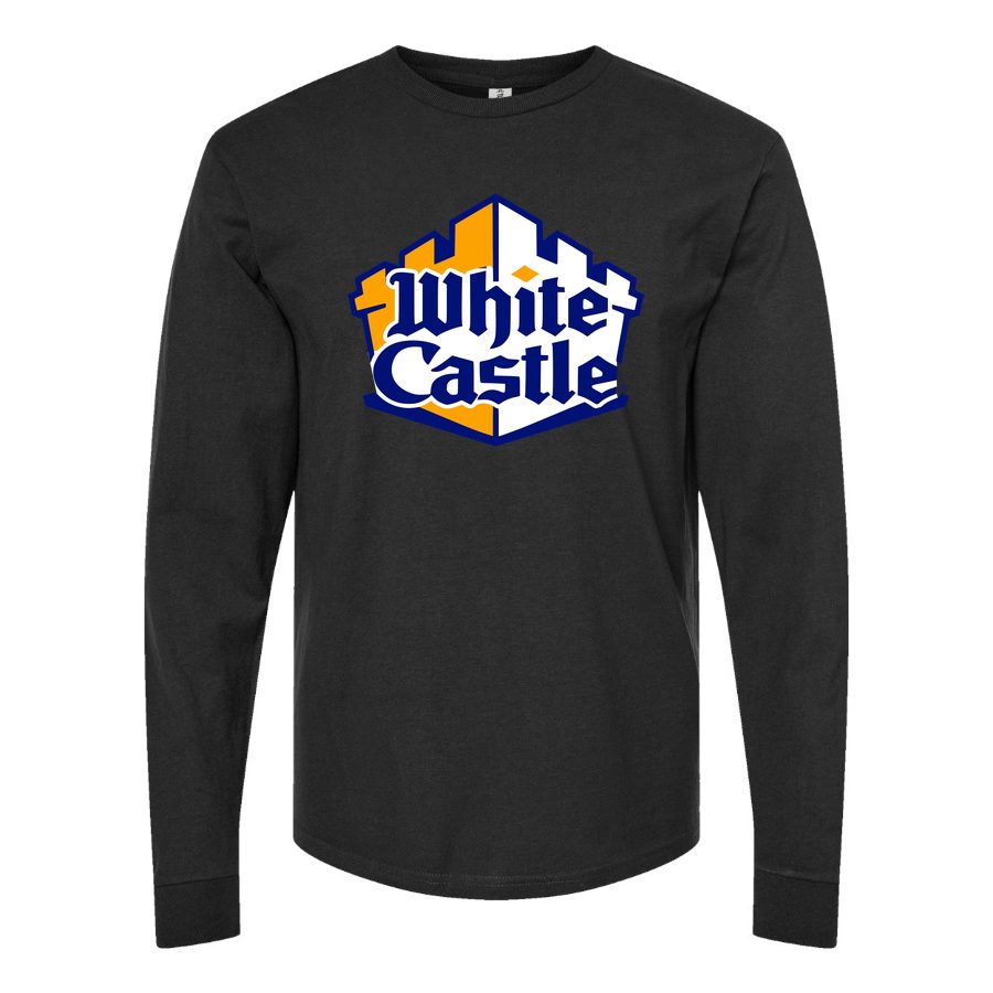 Men's White Castle Long sleeves Cotton Blend T-Shirt - Black