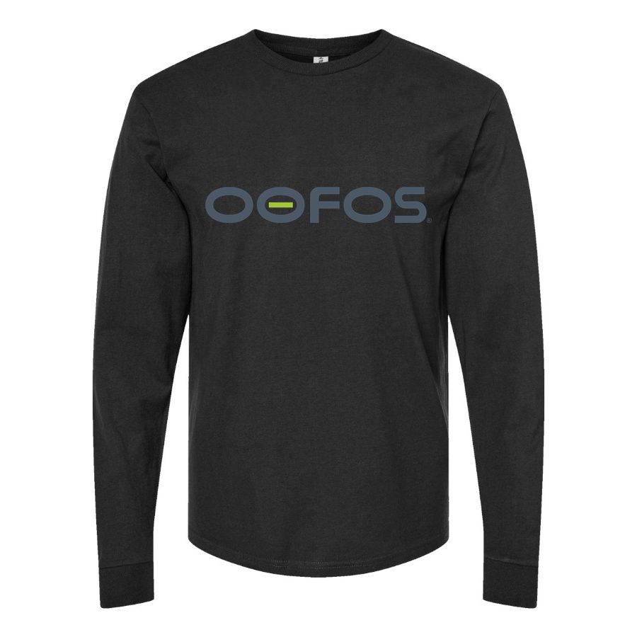 Men's Oofos-Logo-1536x864 Long sleeves Cotton Blend T-Shirt - Black