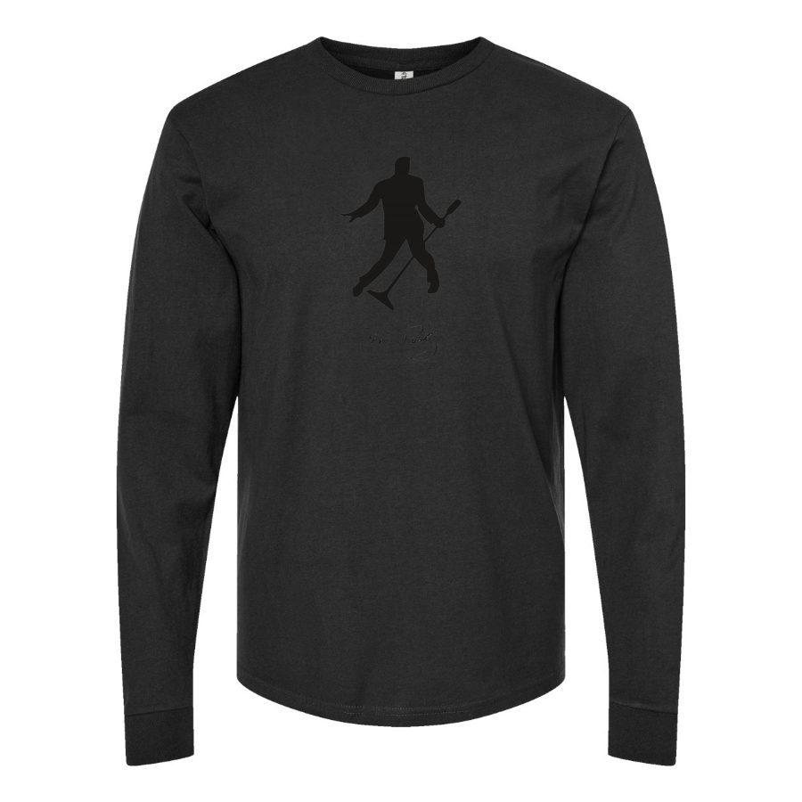 Men's Elvis-Presley-Logo Long sleeves Cotton Blend T-Shirt - Black