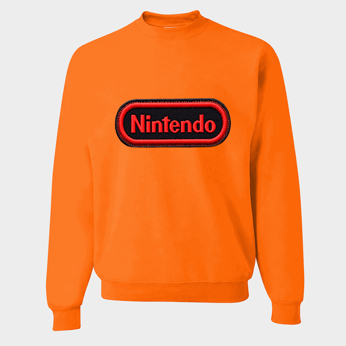 Men's Nintendo Embroidery Crewneck Sweatshirt - Orange