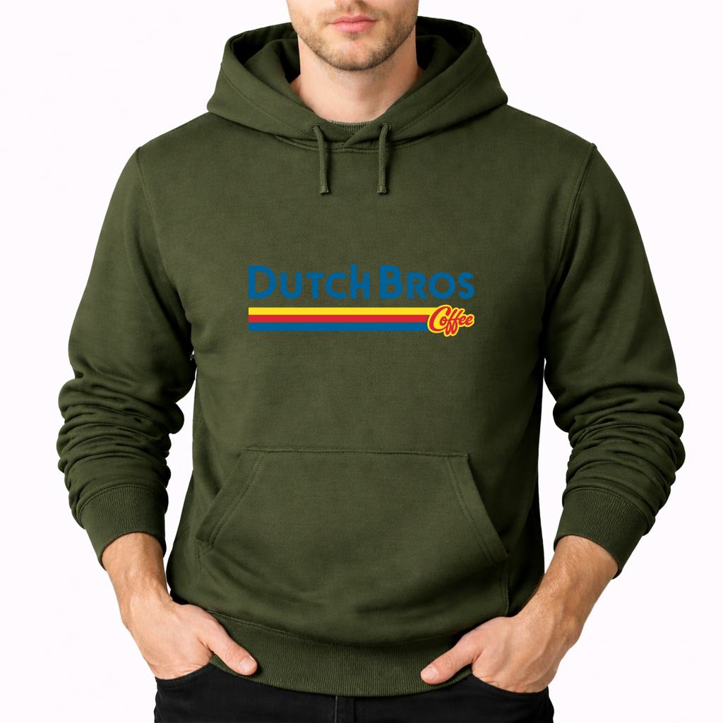 Men's Dutch Bros Coffee Pullover Hoodie - Army Green