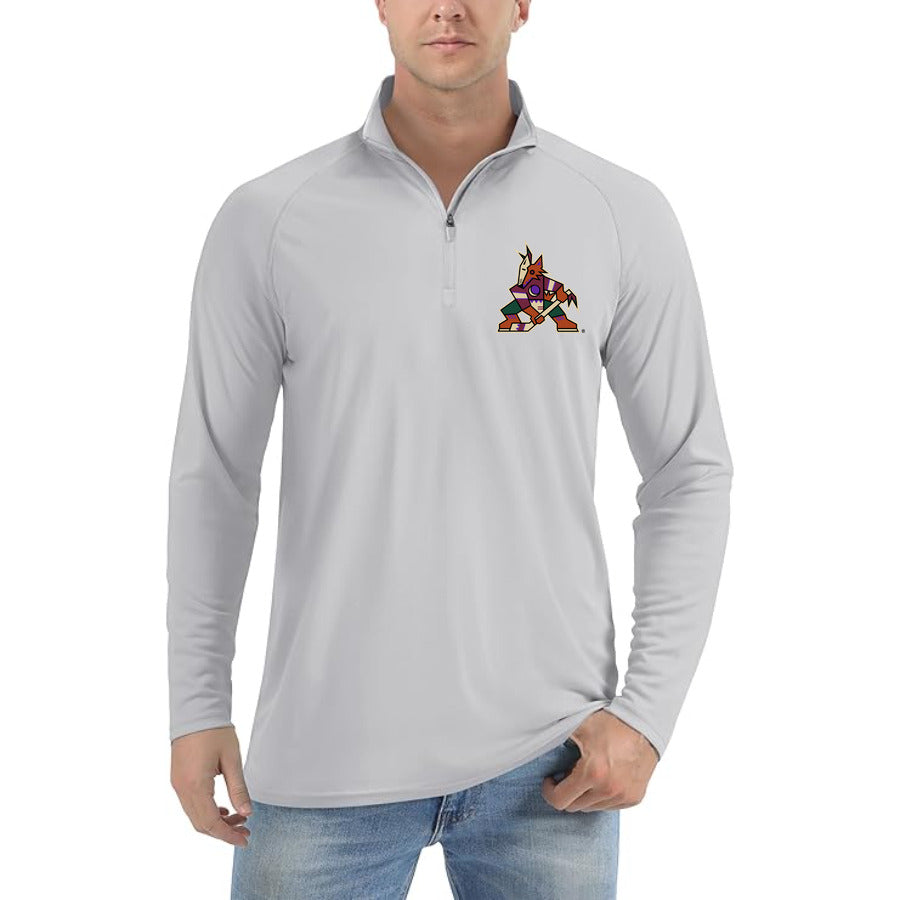 Arizona Coyotes quarter-zip athletic shirt in Light Gray