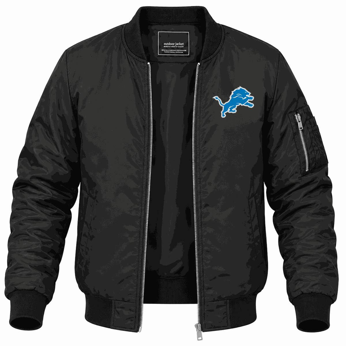 Men's Detroit Lions Lightweight Bomber Jacket - Black