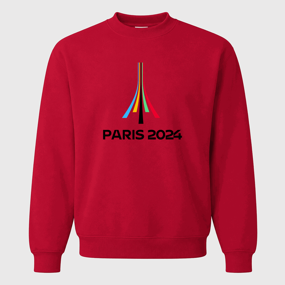 Men's Paris 2024 Olympics Black Logo Crewneck Sweatshirt - Red