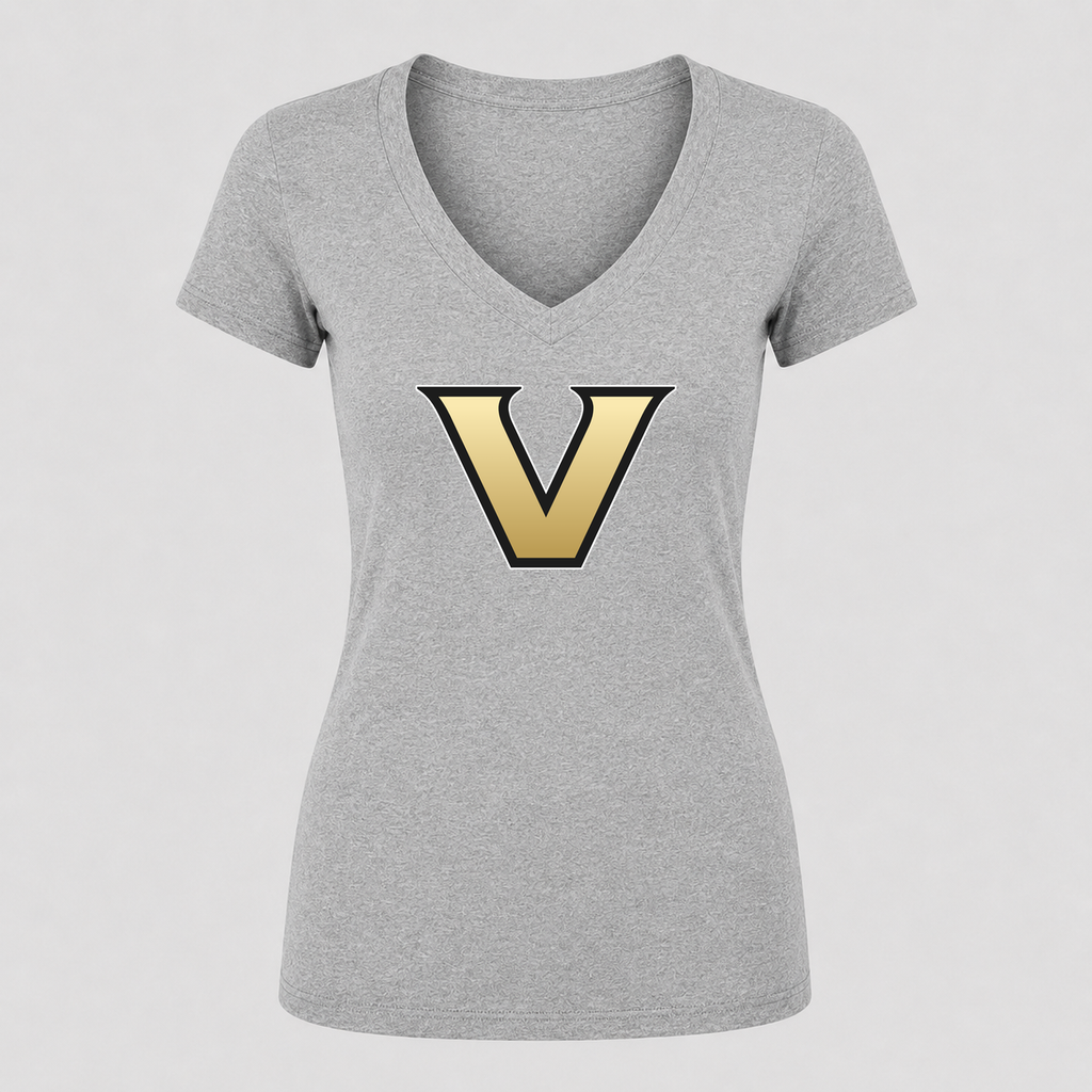 Women's Vanderbilt Commodores V Neck T-Shirt in gray