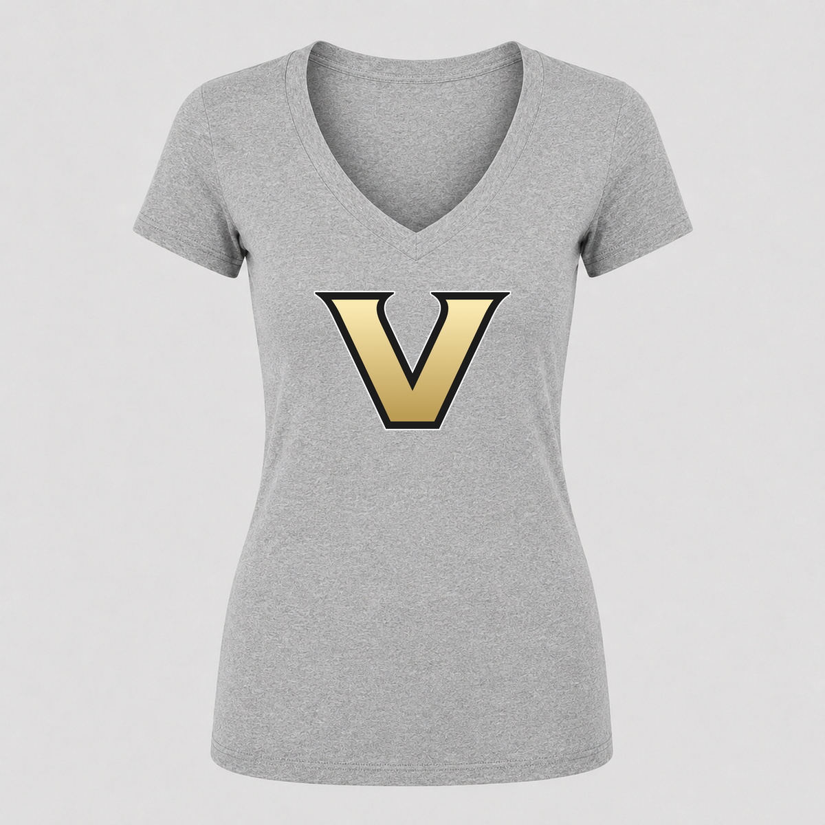 Women's Vanderbilt Commodores V Neck T-Shirt in gray