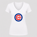 Women's Chicago Cubs V Neck T-Shirt in white