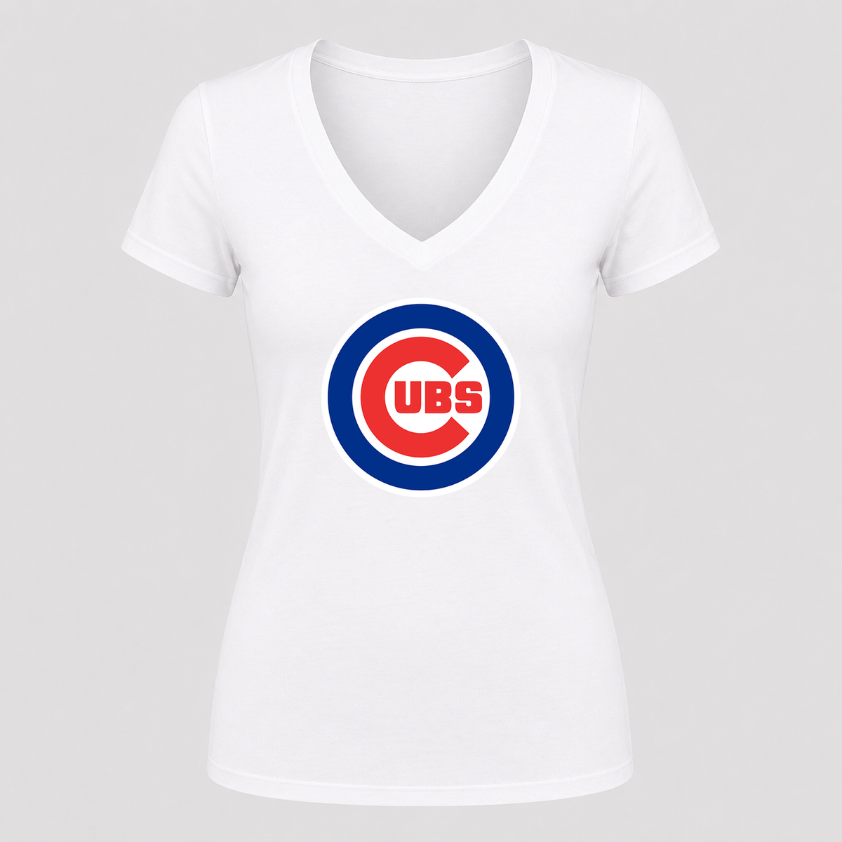 Women's Chicago Cubs V Neck T-Shirt in white