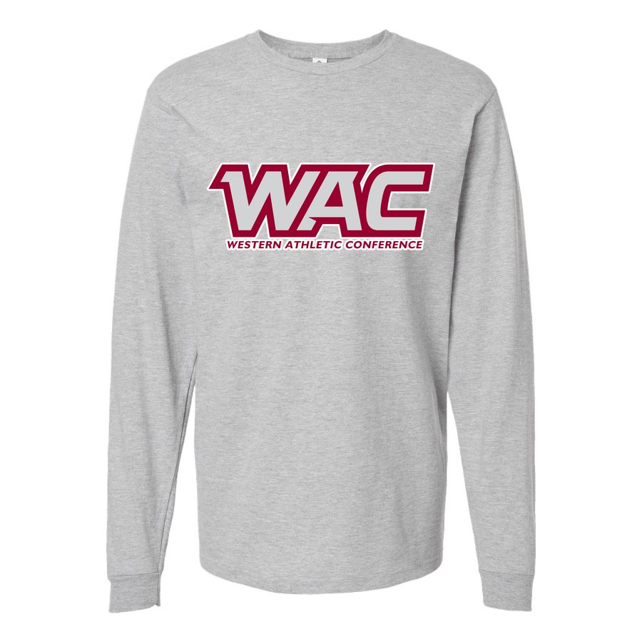 Men's Western Athletic Conference Logo2 Long sleeves Cotton Blend T-Shirt - Gray