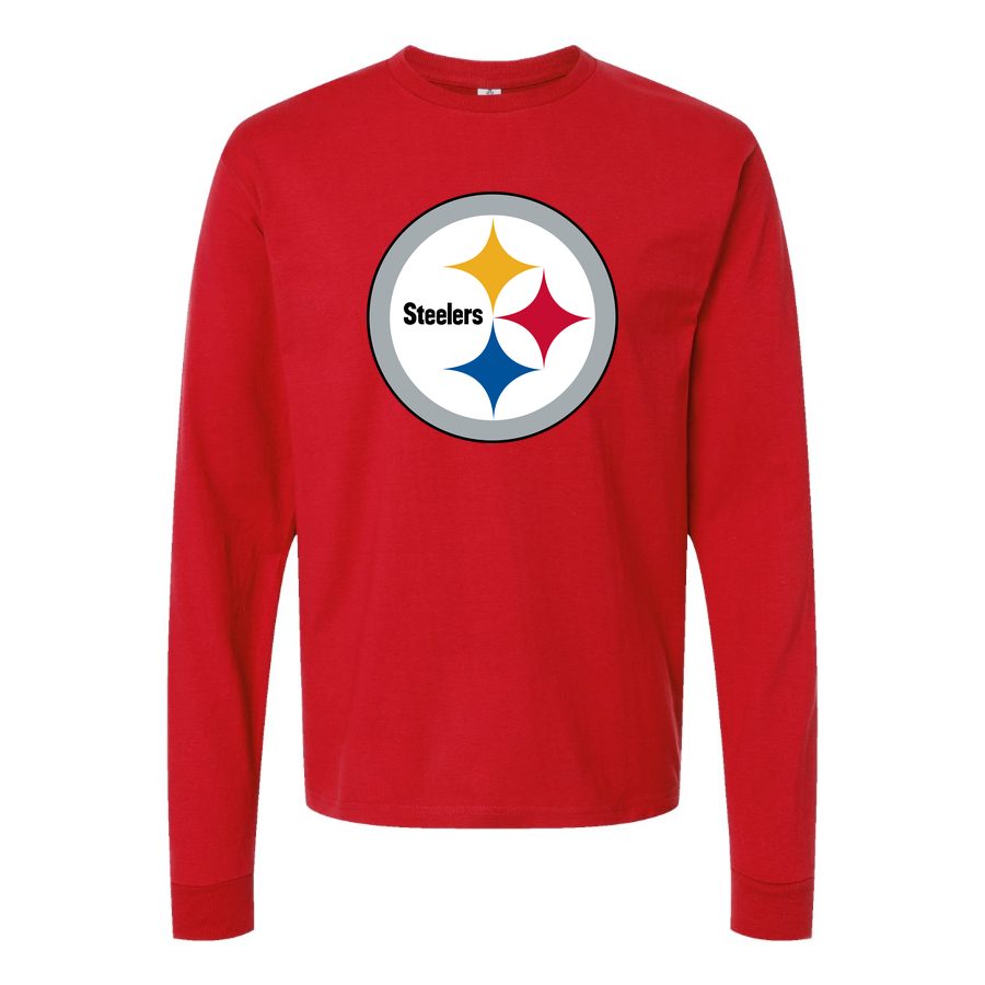 Men's Pittsburgh Steelers Long sleeves Cotton Blend T-Shirt - Red