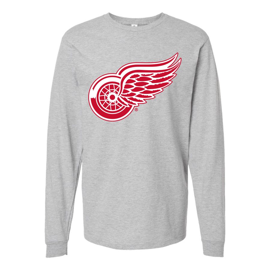 Men's Detroit Red Wings Long sleeves Cotton Blend T-Shirt - Gray