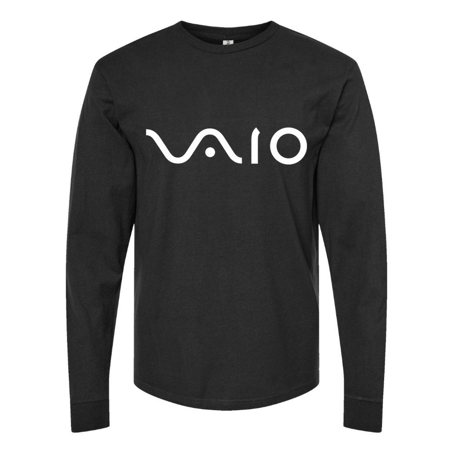 Men's sony-vaio-curvy-logo-White Long sleeves Cotton Blend T-Shirt - Black