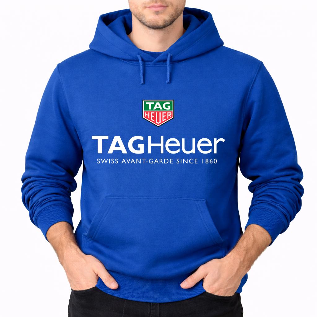 Men's Tag Heuer White Pullover Hoodie - Blue