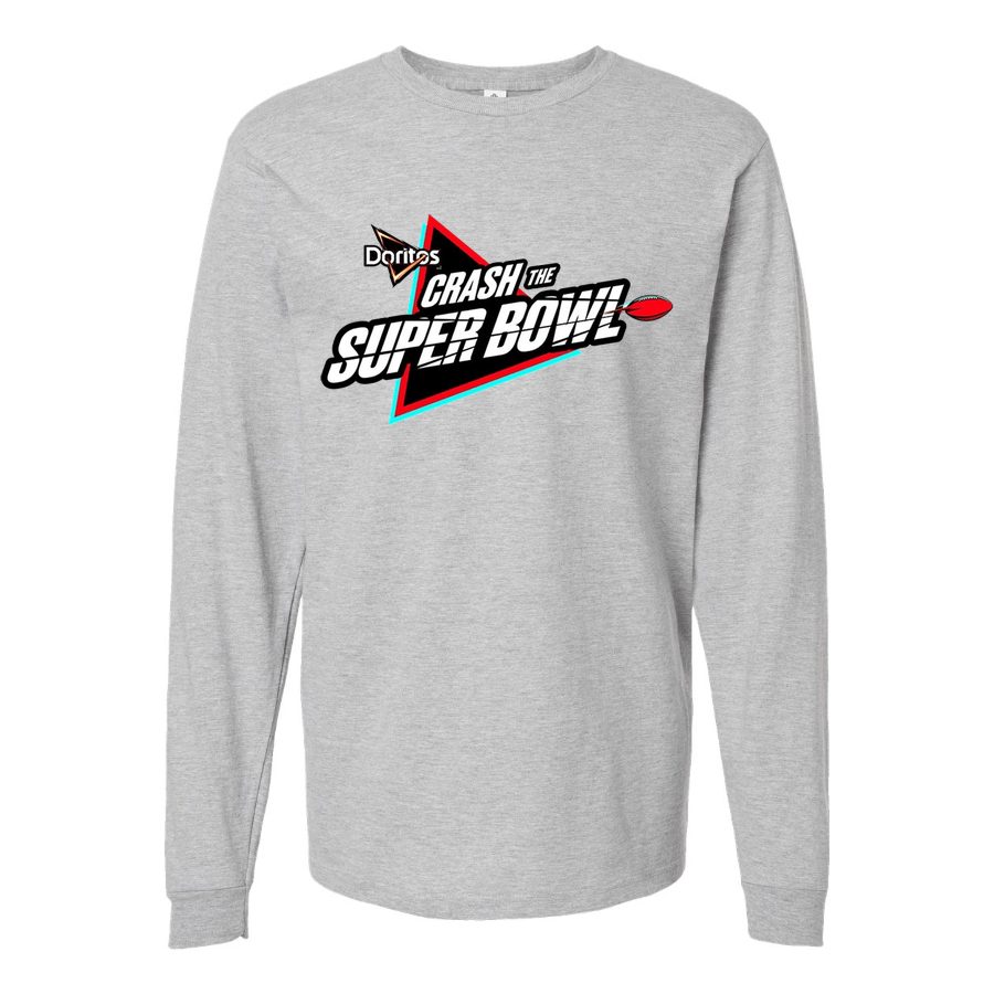 Men's Crash-the-Super-Bowl-Logo Long sleeves Cotton Blend T-Shirt - Gray