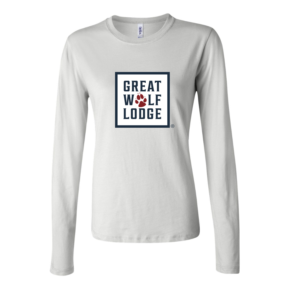 Women's Great Wolf Lodge logo 1536x864 Long Sleeve T-Shirt - White