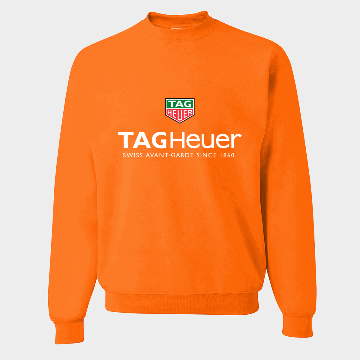 Men's TAG Heuer White Logo Crewneck Sweatshirt - Orange