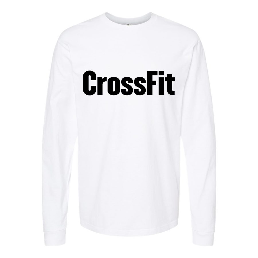 Men's CrossFit-Logo-1536x864 Long sleeves Cotton Blend T-Shirt - White