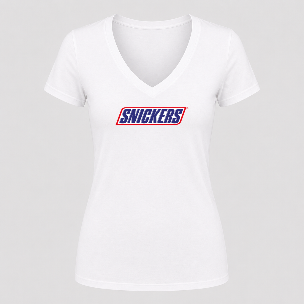 Women's Snickers V Neck T-Shirt in white