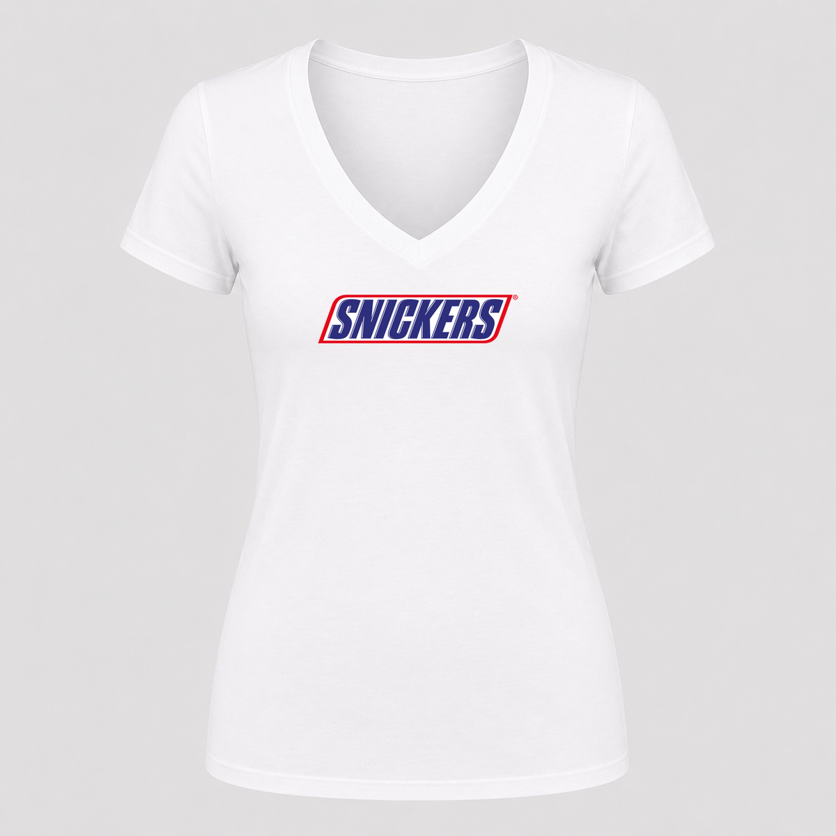 Women's Snickers V Neck T-Shirt in white