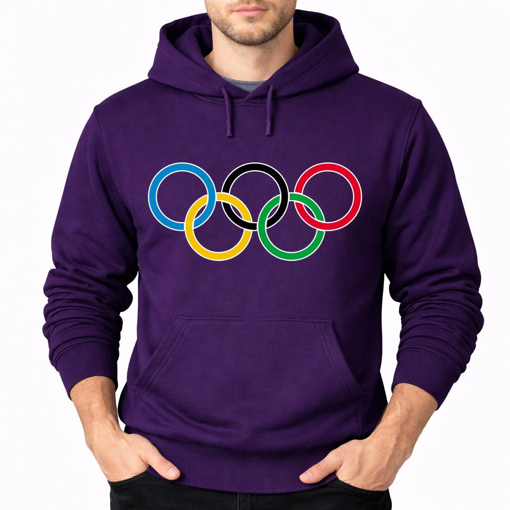 Men's Olympic Ring BK Pullover Hoodie - Purple