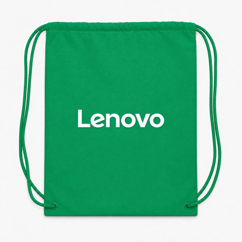 Lenovo White Drawstring Bag - Green