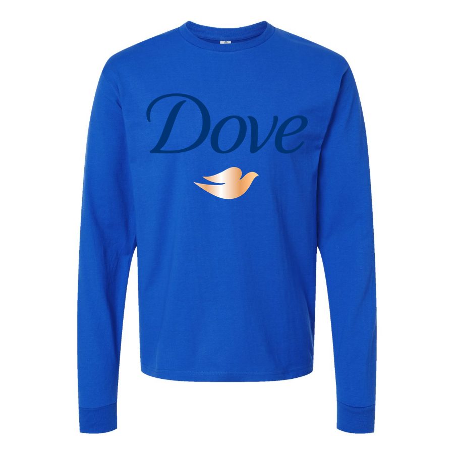 Men's Dove-logo-1536x864 Long sleeves Cotton Blend T-Shirt - Blue