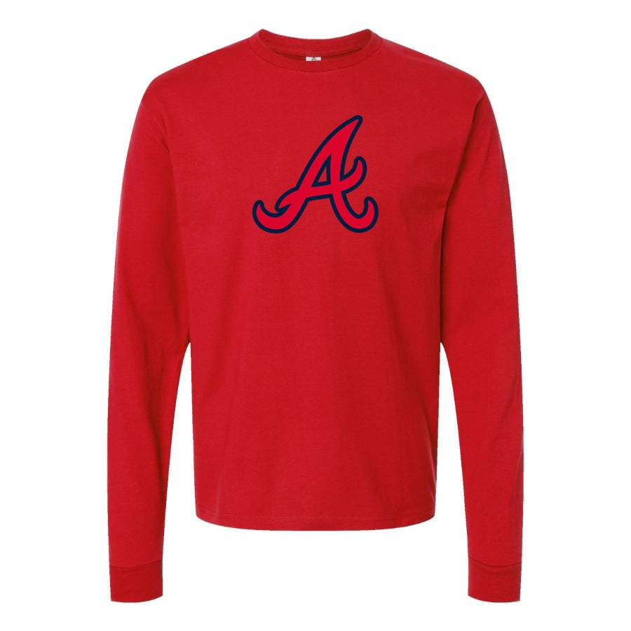 Men's Atlanta Braves Long sleeves Cotton Blend T-Shirt - Red